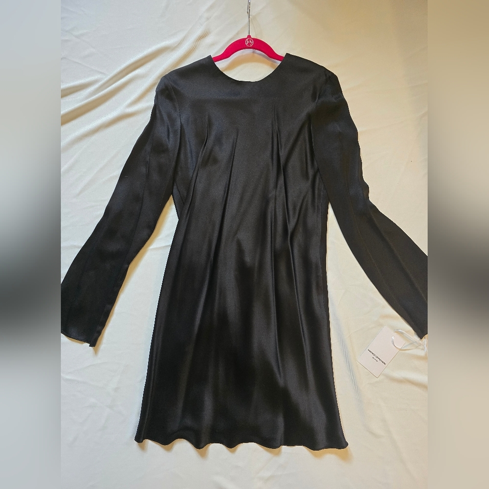 NEW Amanda Uprichard Charnas Black 100% Silk Dress | Size Large - Picture 8 of 8